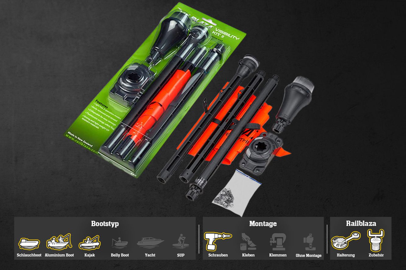 Railblaza Illuminate i360 + Extenda Pole 1000 + StarPort HD, Visibility Kit II