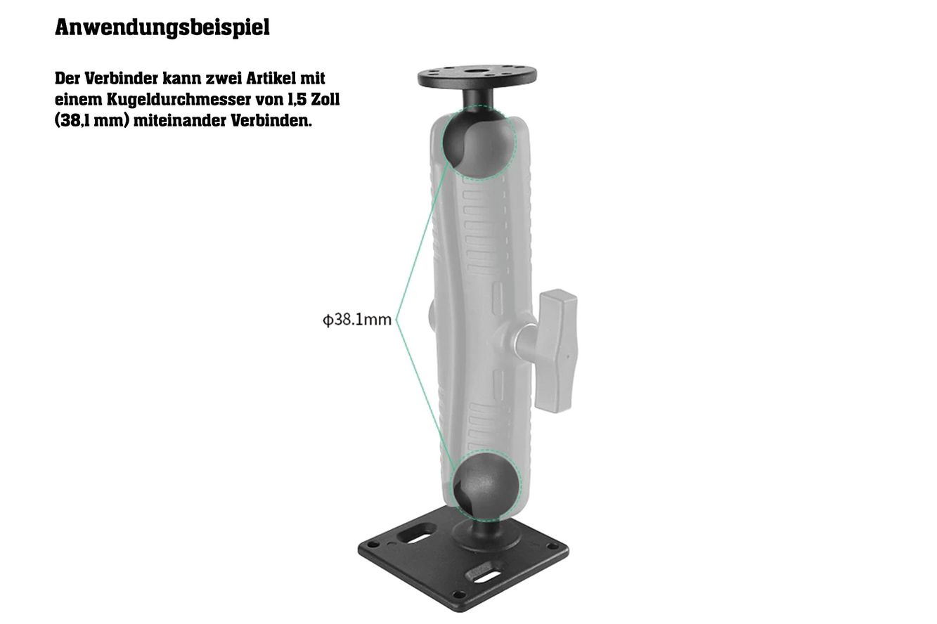 Fasten Kajak Echolot Plattform (560x52mm)+ 2x Verbinder + 2x 1,5 Zoll Kugeln