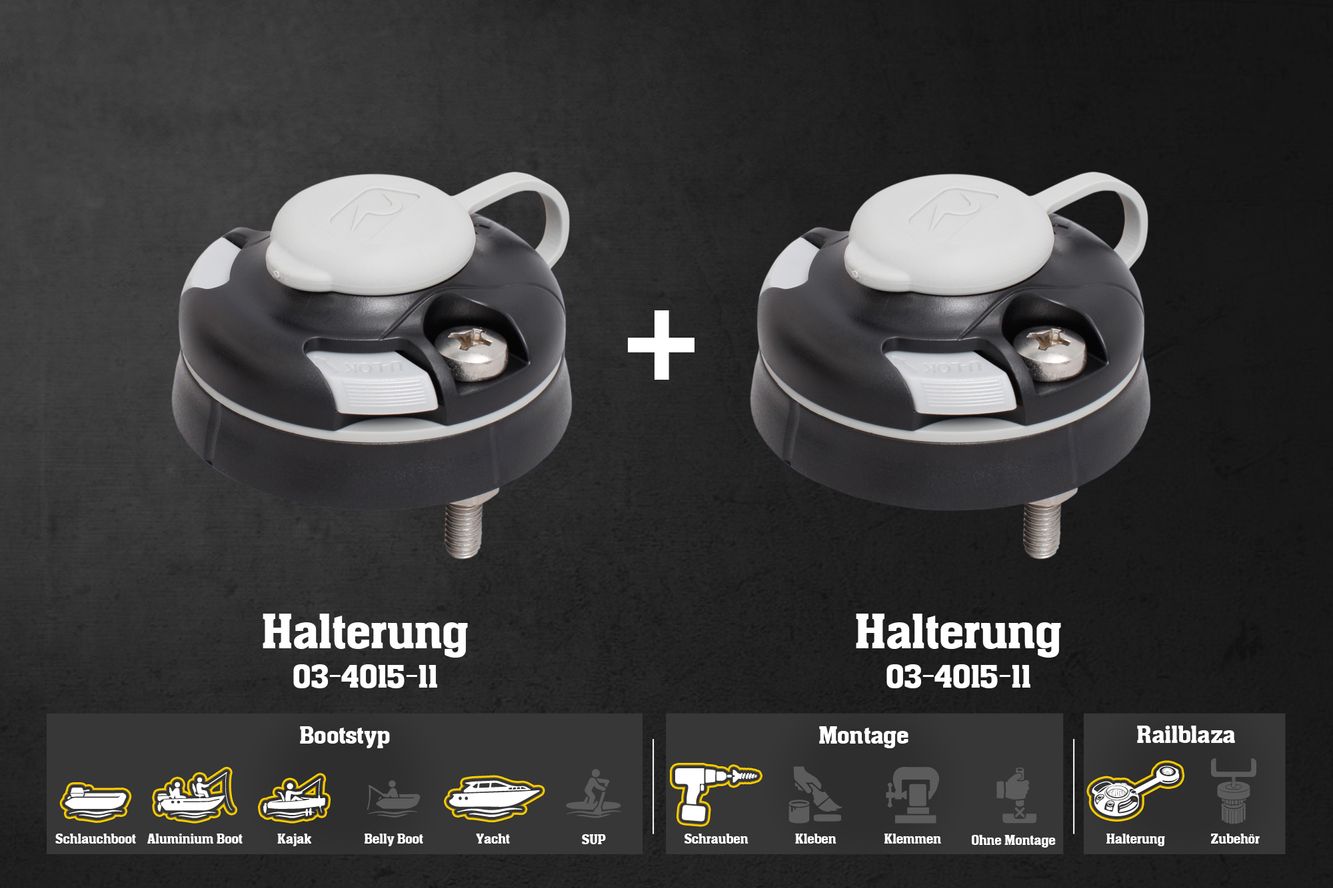 Railblaza Set: 2 x Halterung Starport Holz, Alu, Gfk, Montage: Schrauben