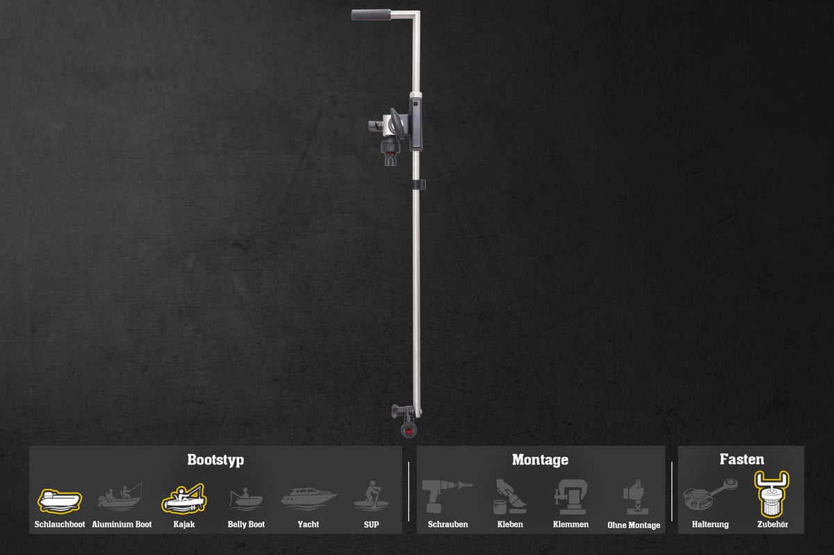 Fasten Geberstange für Garmin und Lowrance Live, Kajak & Schlauchboot (850mm)