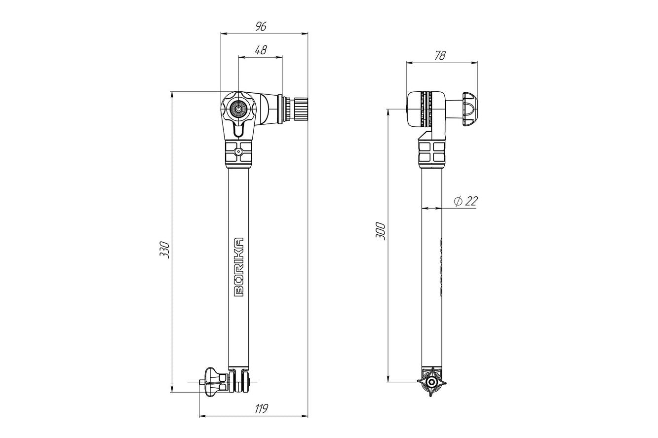 Fasten Geberstange für die seitliche Montage Transducer für Echolot (300 mm)